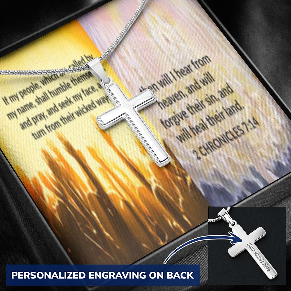 IKE MENS SCRIPTURE COLLAGE CROSS NECKLACE