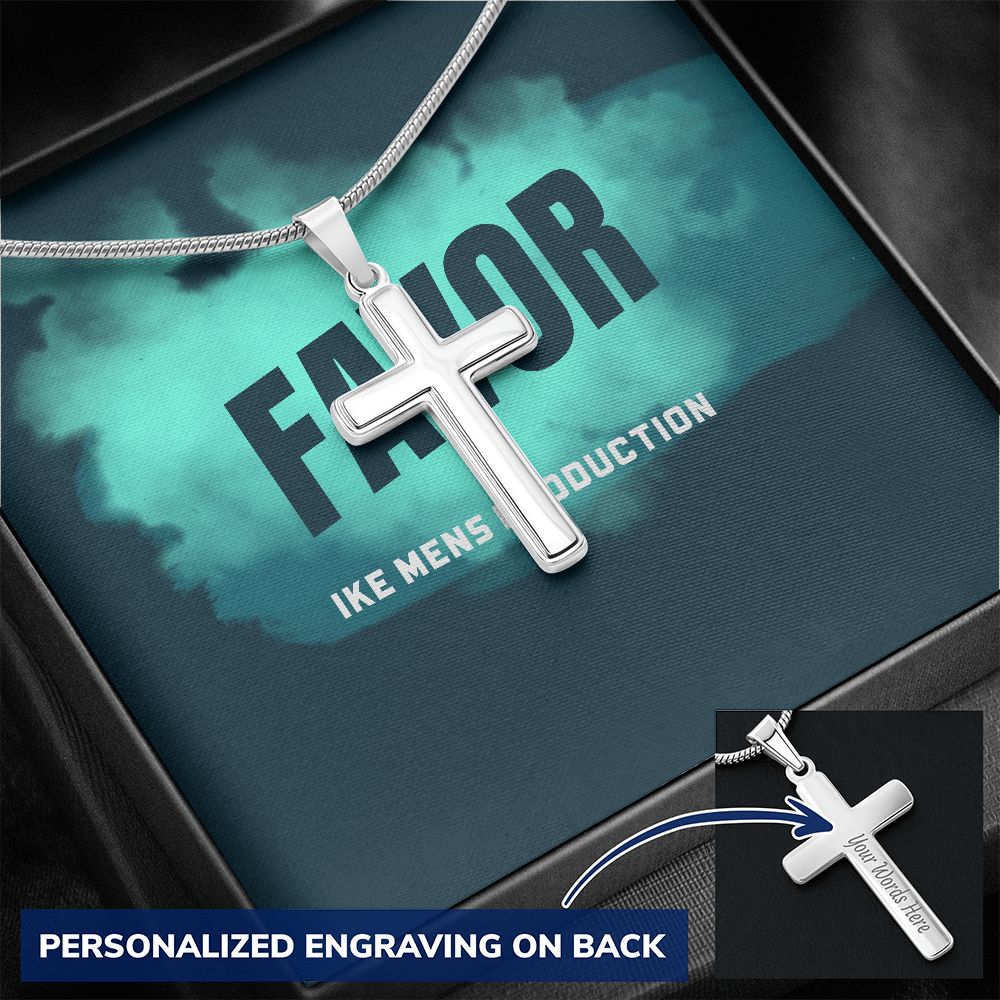 POWER OF FAVOR STEEL CROSS CHAIN NECKLACE