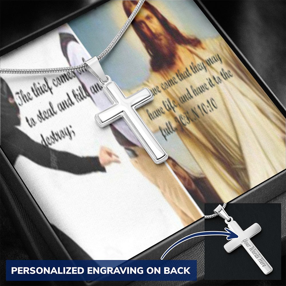 IKE MENS SCRIPTURE COLLAGE CROSS NECKLACE