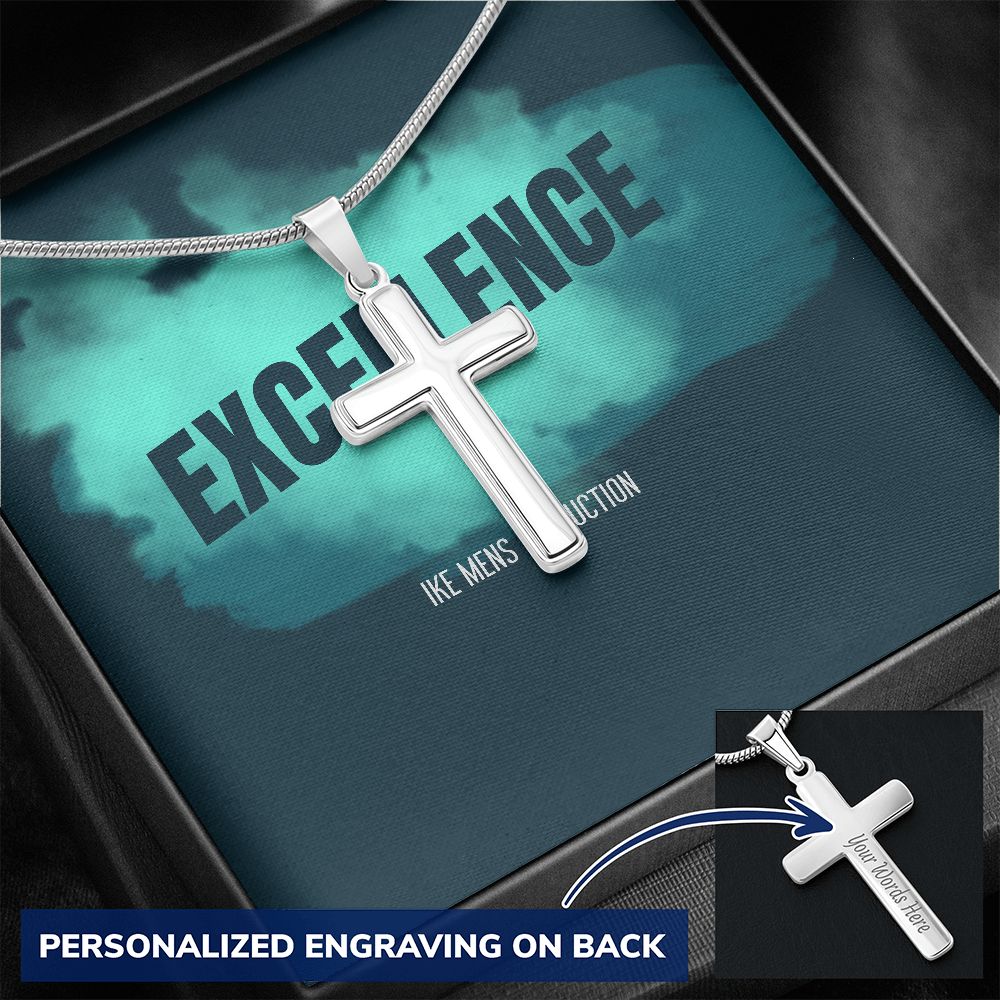 POWER OF EXCELLENCE STEEL CROSS NECKLACE