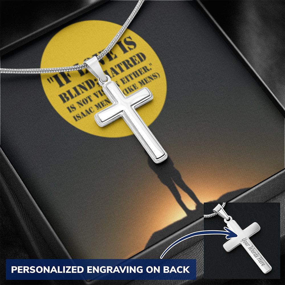 CROSS NECKLACE WITH IKE MENS QUOTE