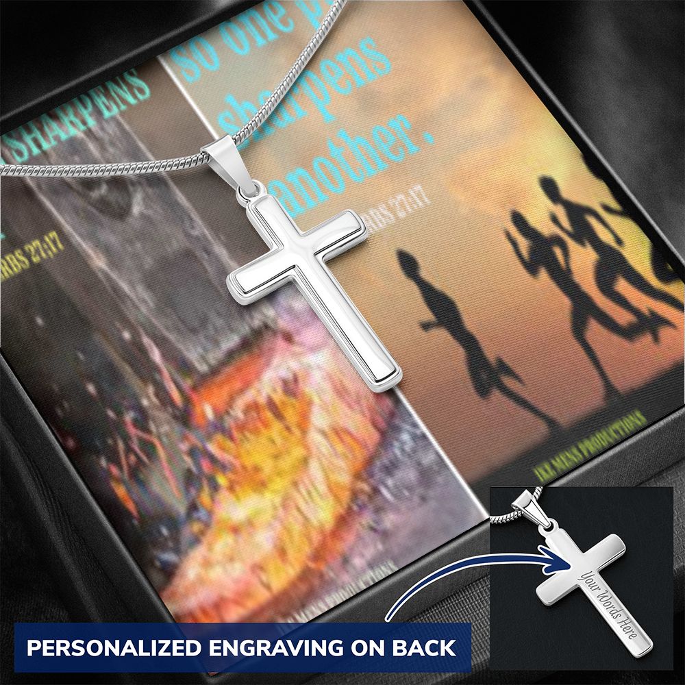 IKE MENS SCRIPTURE COLLAGE CROSS NECKLACE