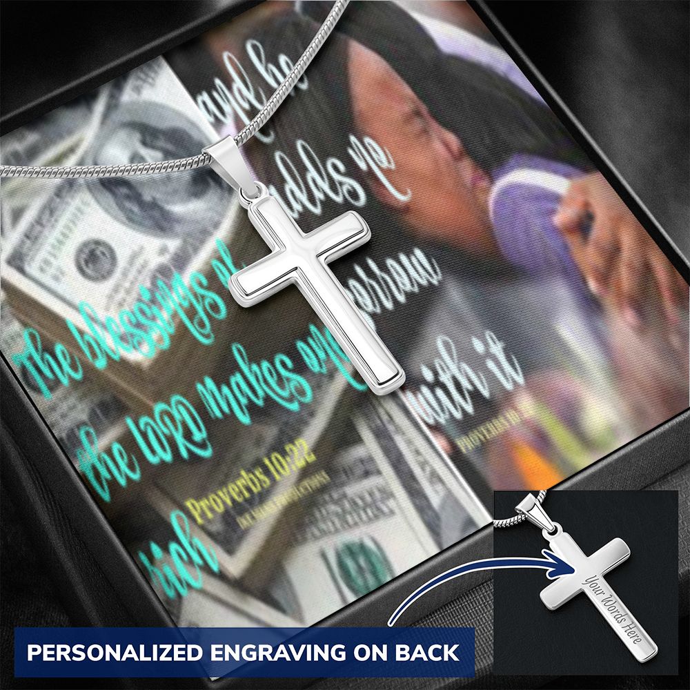 IKE MENS SCRIPTURE COLLAGE CROSS NECKLACE