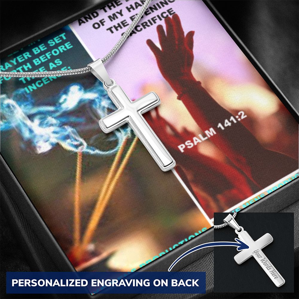 IKE MENS SCRIPTURE COLLAGE CROSS NECKLACE