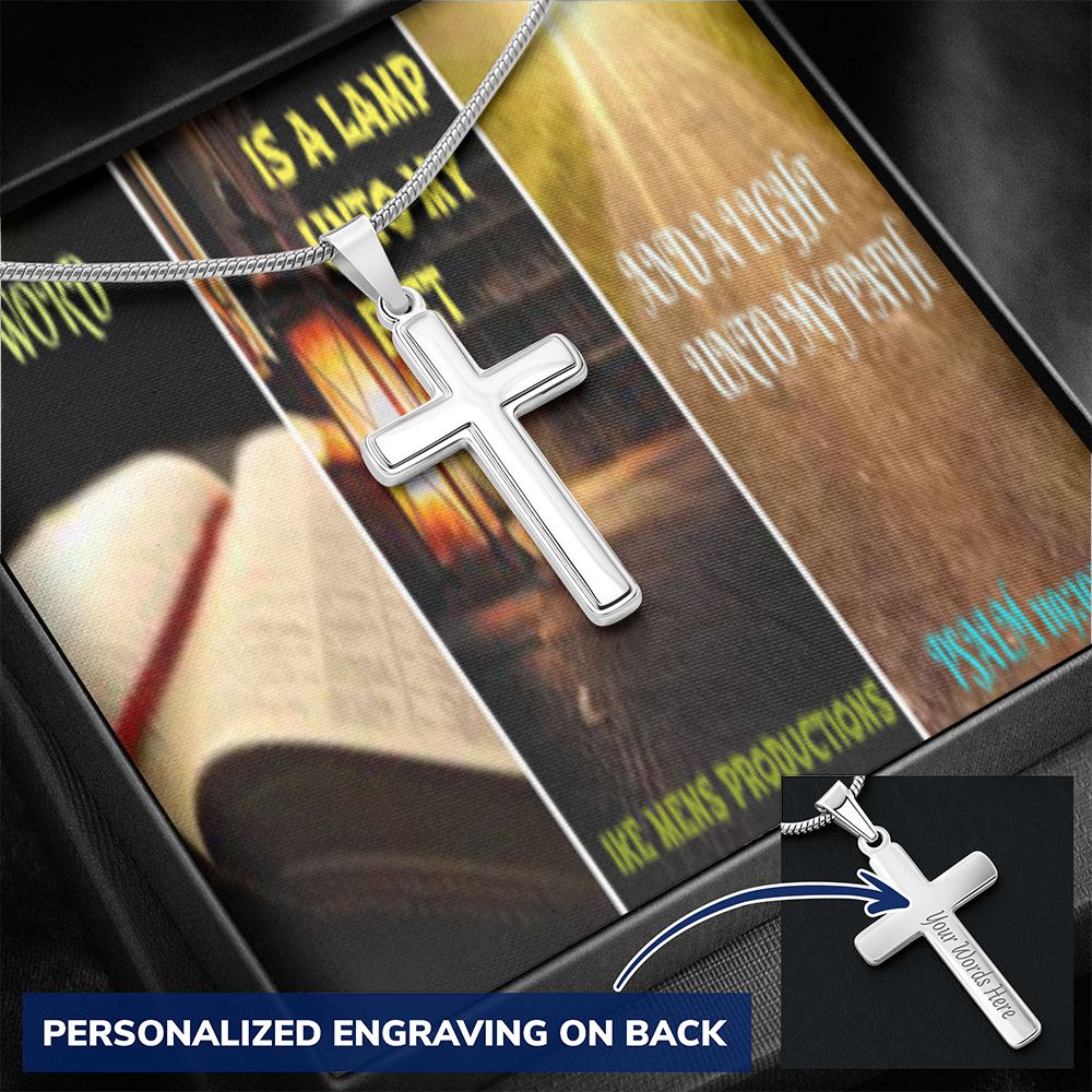 IKE MENS SCRIPTURE COLLAGE CROSS NECKLACE
