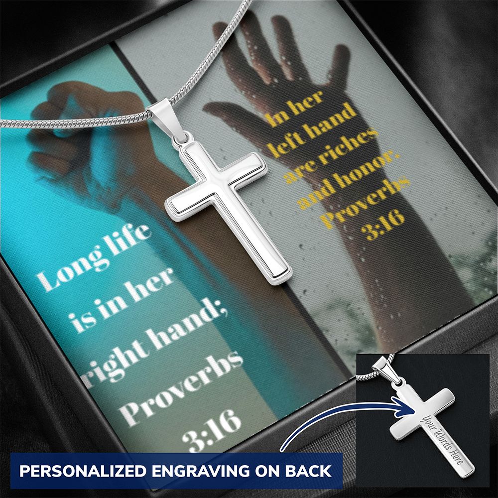 IKE MENS SCRIPTURE COLLAGE CROSS NECKLACE