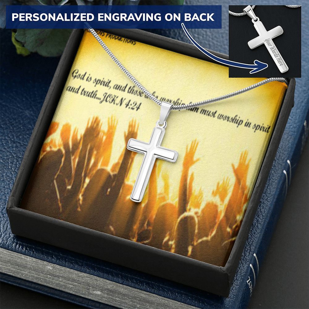 CROSS NECKLACE IN IKE MENS PRODUCTION SCRIPTURE PICTURE