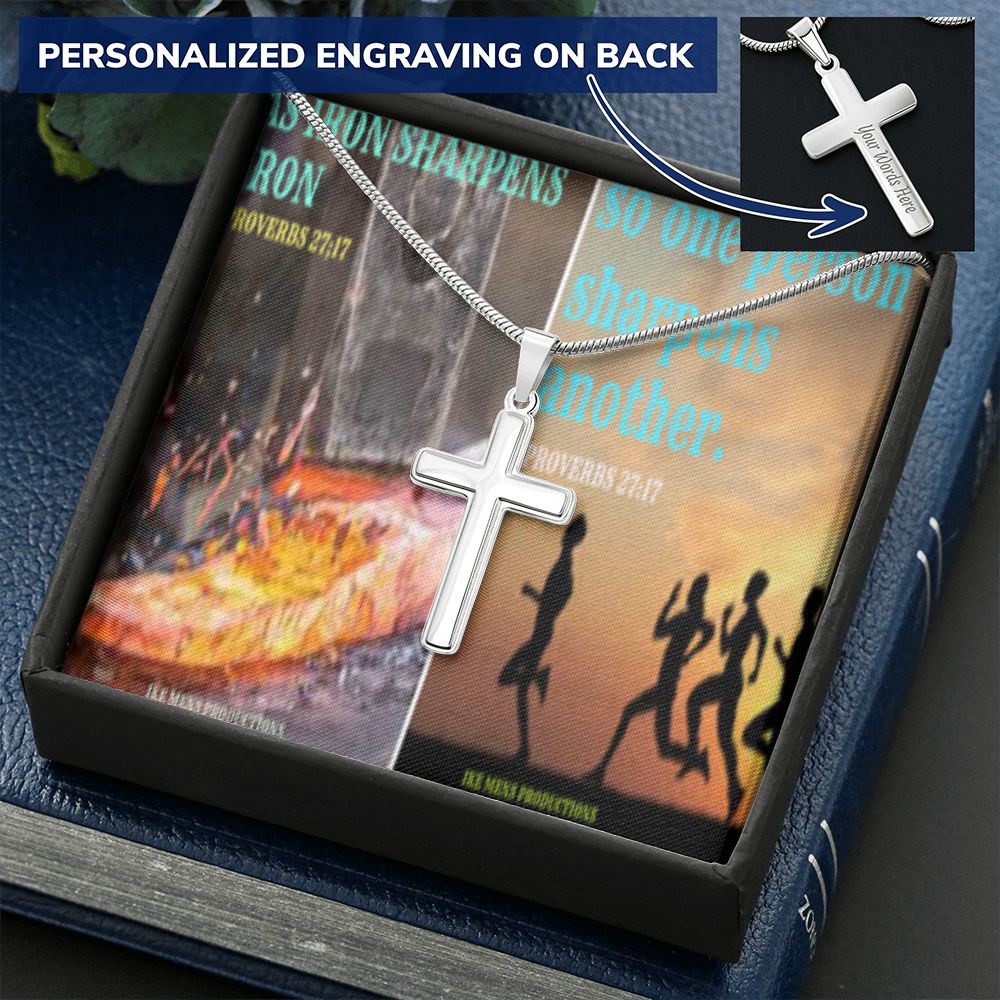 IKE MENS SCRIPTURE COLLAGE CROSS NECKLACE