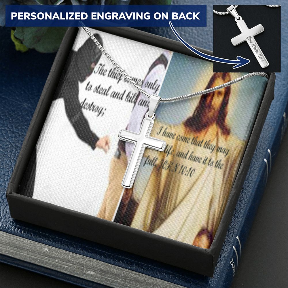 IKE MENS SCRIPTURE COLLAGE CROSS NECKLACE