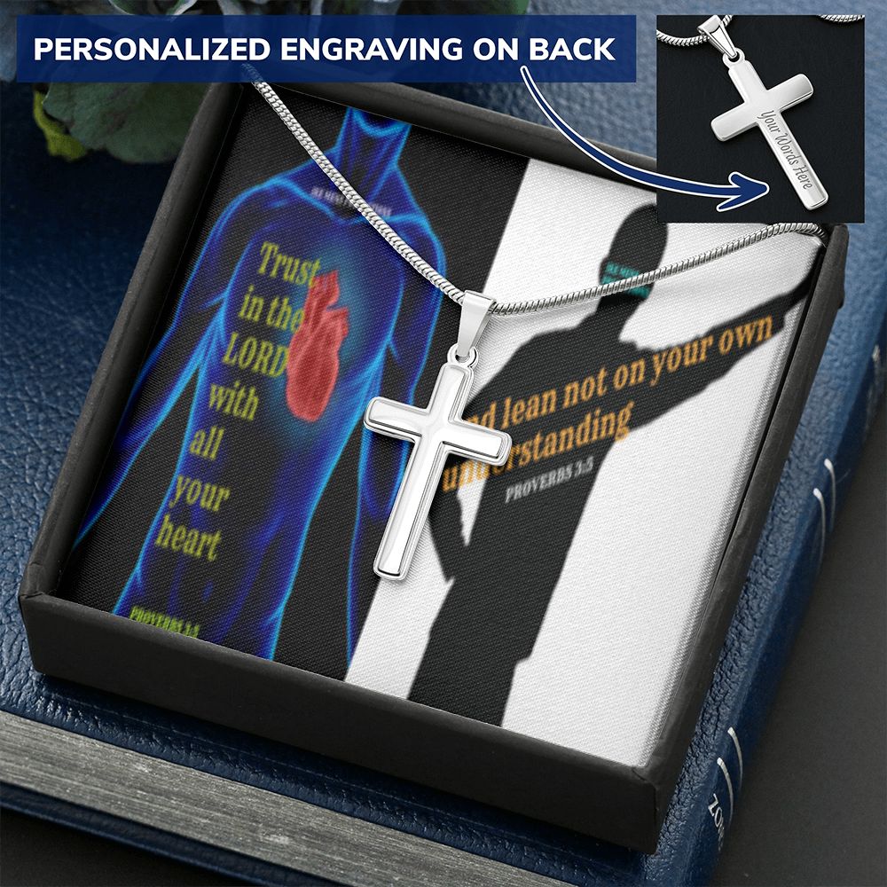 IKE MENS SCRIPTURE COLLAGE CROSS NECKLACE
