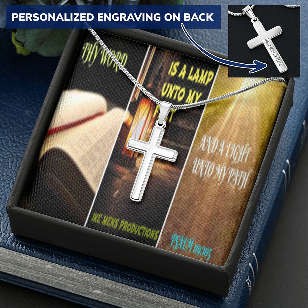 IKE MENS SCRIPTURE COLLAGE CROSS NECKLACE