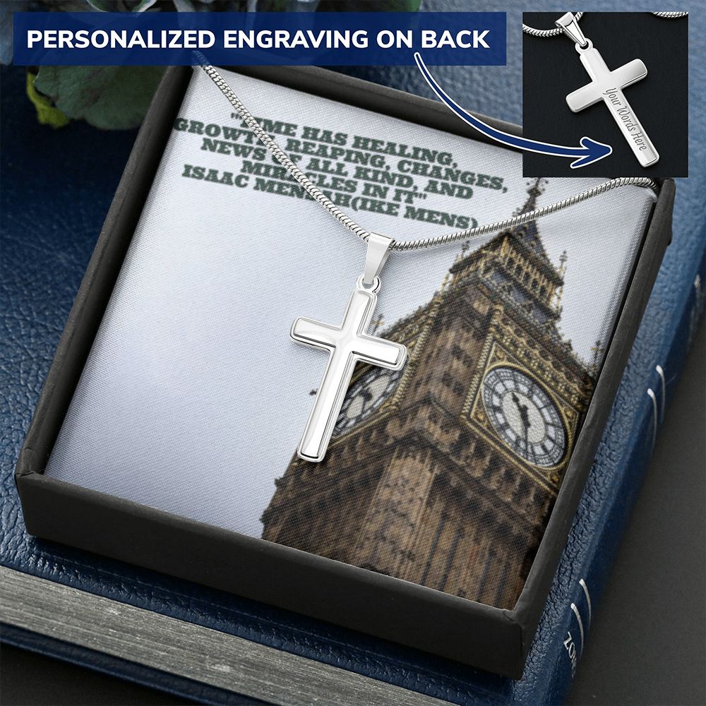 CROSS NECKLACE WITH IKE MENS QUOTE