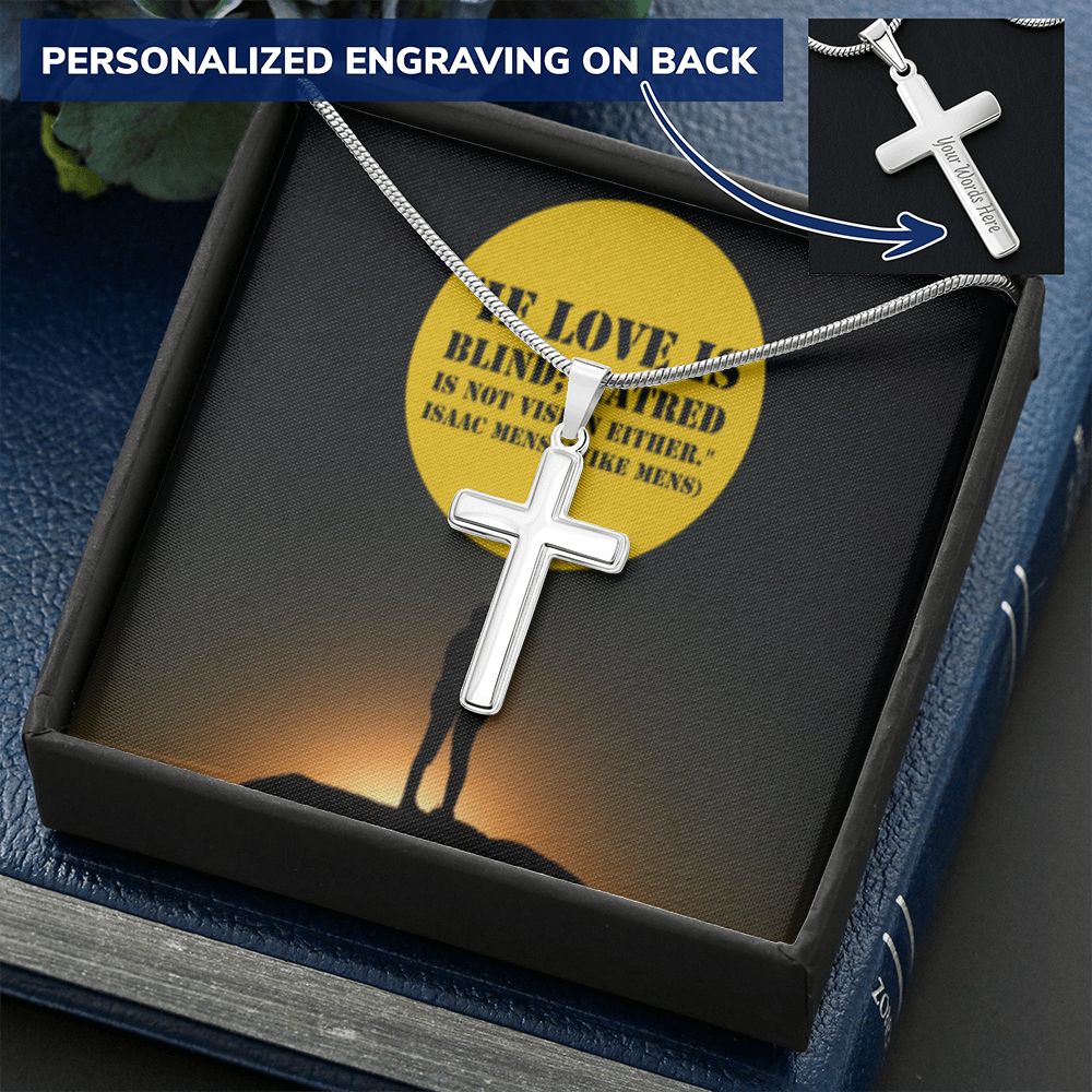 CROSS NECKLACE WITH IKE MENS QUOTE
