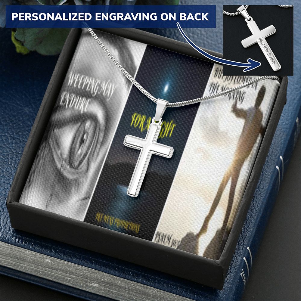 IKE MENS SCRIPTURE COLLAGE CROSS NECKLACE