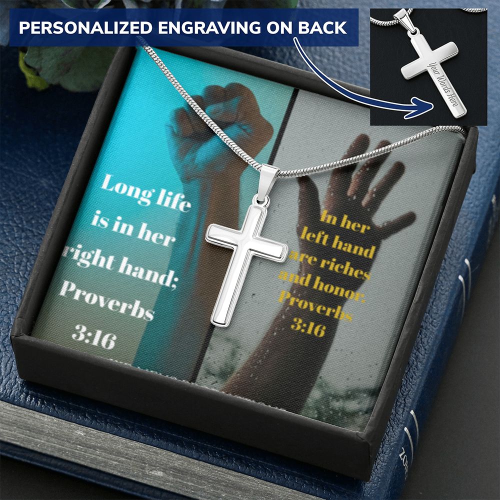 IKE MENS SCRIPTURE COLLAGE CROSS NECKLACE