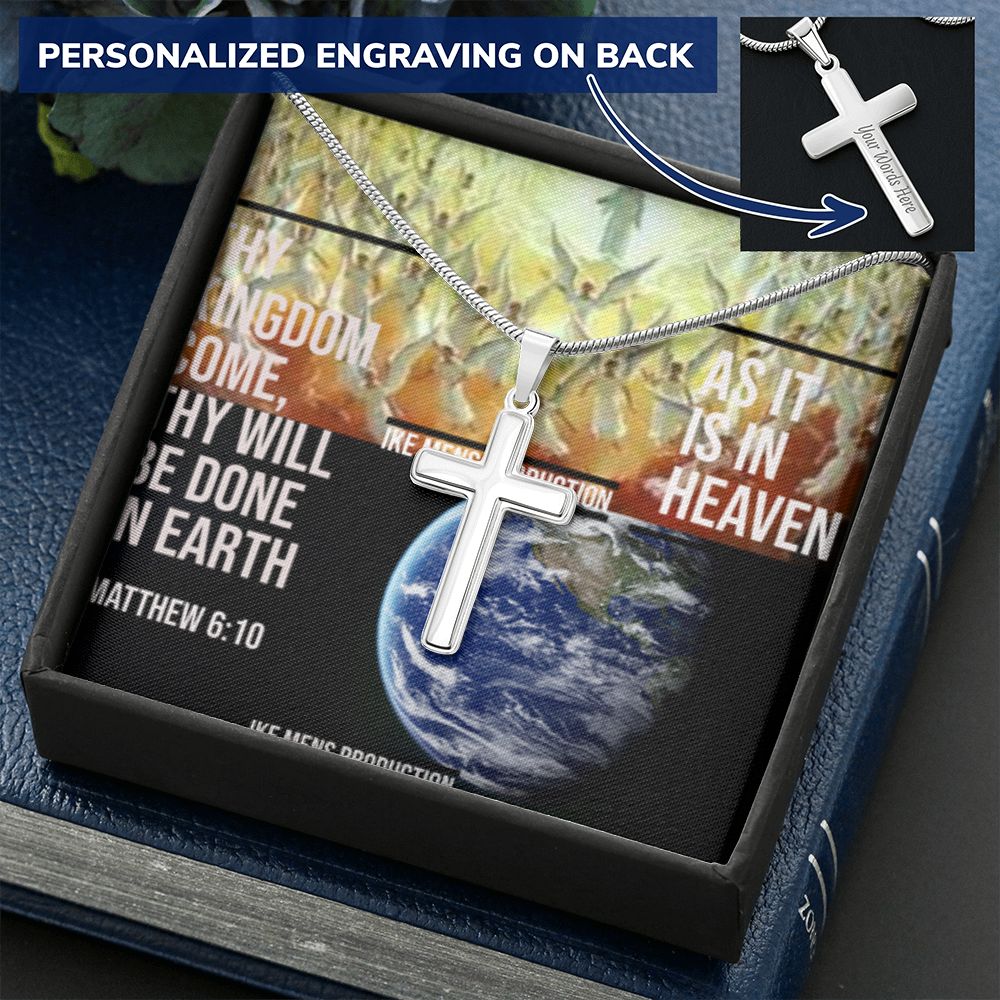 IKE MENS SCRIPTURE COLLAGE CROSS NECKLACE