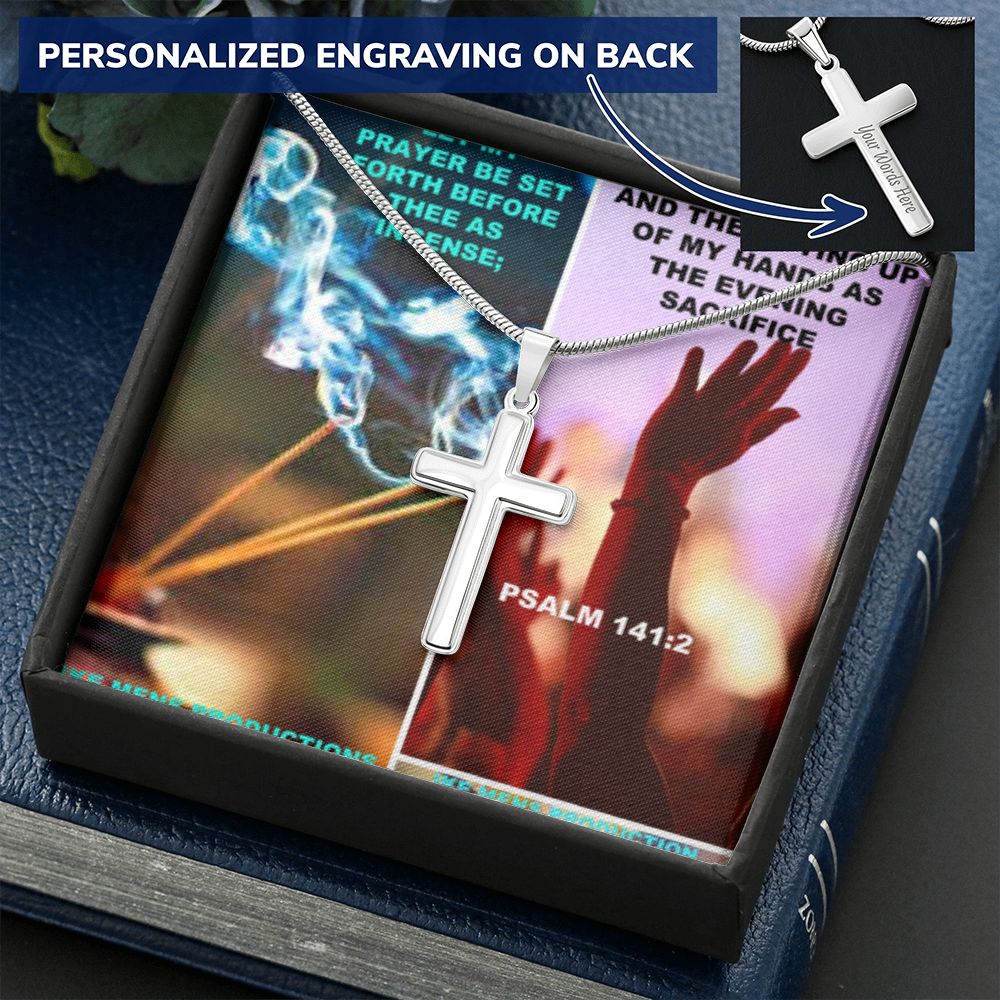 IKE MENS SCRIPTURE COLLAGE CROSS NECKLACE