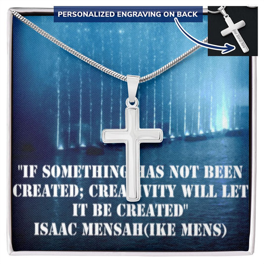 CROSS NECKLACE WITH IKE MENS QUOTE
