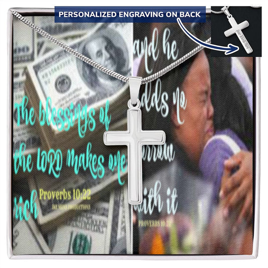 IKE MENS SCRIPTURE COLLAGE CROSS NECKLACE