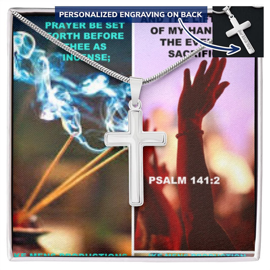 IKE MENS SCRIPTURE COLLAGE CROSS NECKLACE