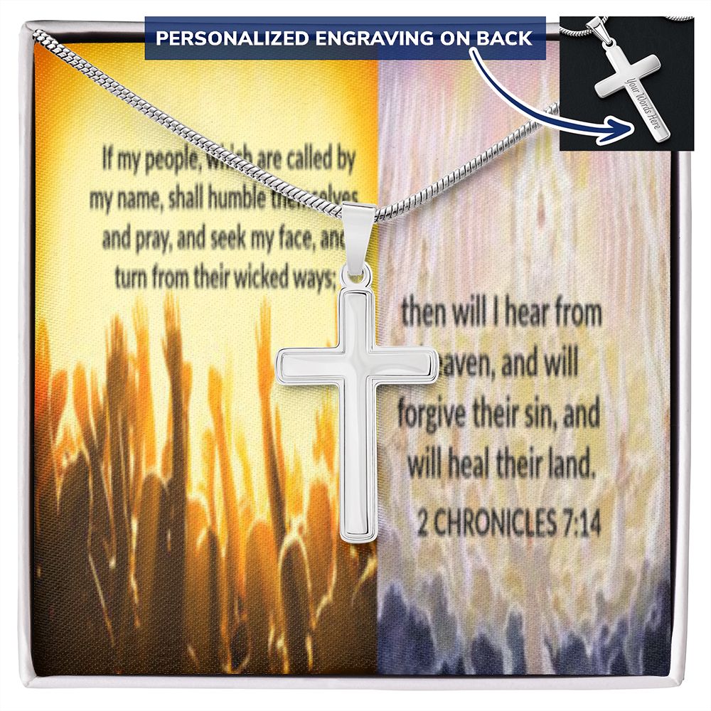 IKE MENS SCRIPTURE COLLAGE CROSS NECKLACE