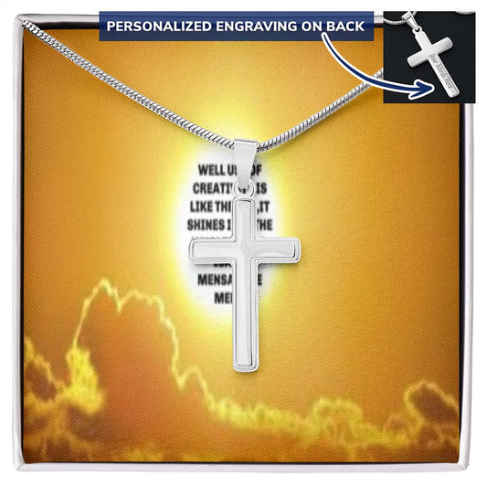 CROSS NECKLACE WITH IKE MENS QUOTE