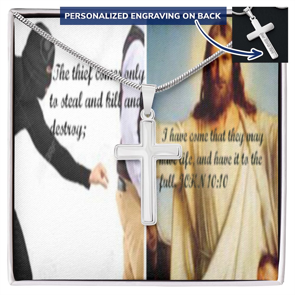IKE MENS SCRIPTURE COLLAGE CROSS NECKLACE