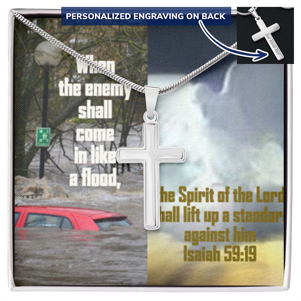 IKE MENS SCRIPTURE COLLAGE CROSS NECKLACE