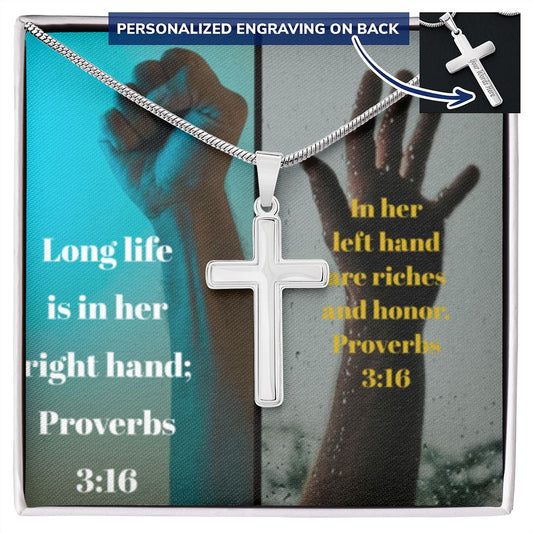 IKE MENS SCRIPTURE COLLAGE CROSS NECKLACE