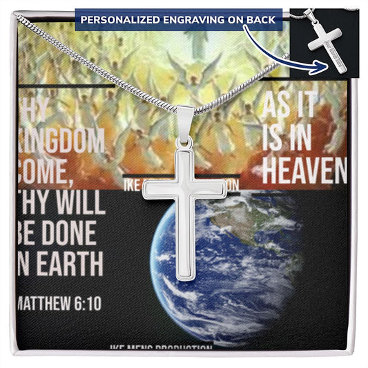 IKE MENS SCRIPTURE COLLAGE CROSS NECKLACE