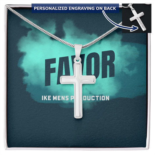 POWER OF FAVOR STEEL CROSS CHAIN NECKLACE