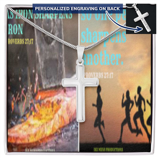 IKE MENS SCRIPTURE COLLAGE CROSS NECKLACE