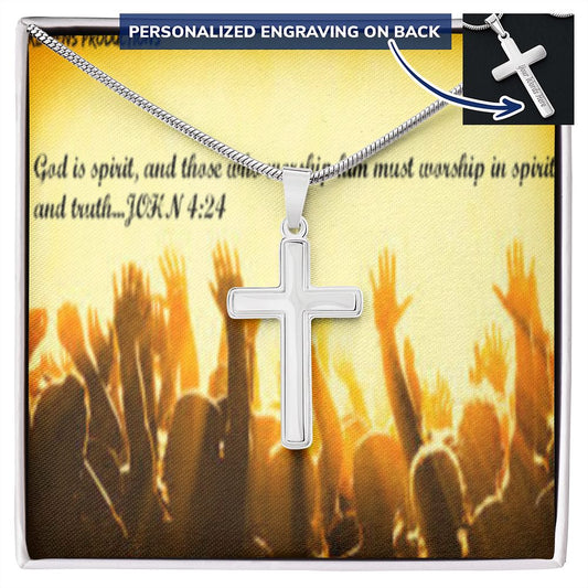 CROSS NECKLACE IN IKE MENS PRODUCTION SCRIPTURE PICTURE