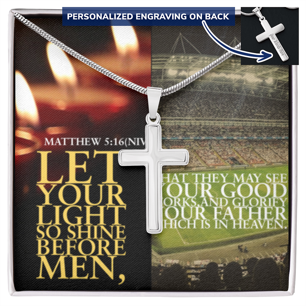 IKE MENS Scripture Collage Cross Necklace