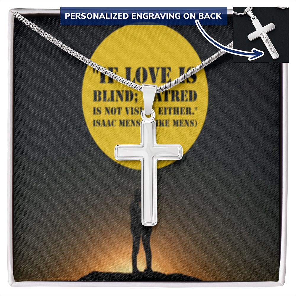 CROSS NECKLACE WITH IKE MENS QUOTE