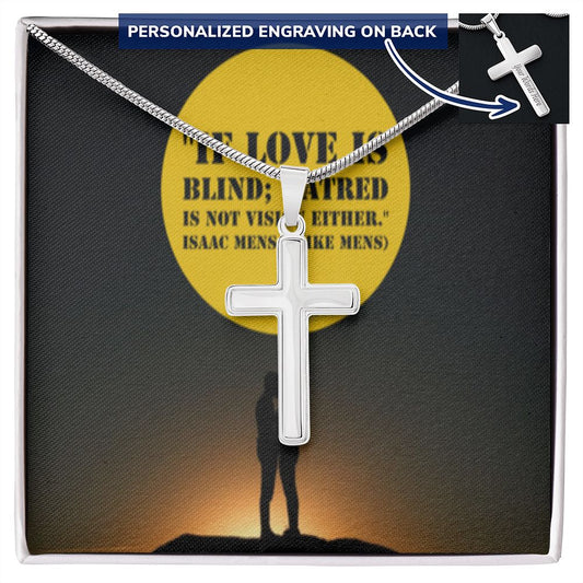 CROSS NECKLACE WITH IKE MENS QUOTE