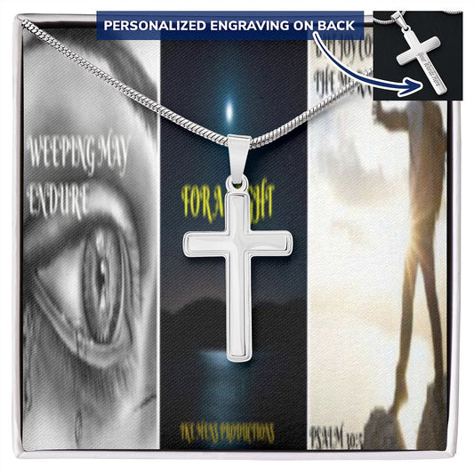 IKE MENS SCRIPTURE COLLAGE CROSS NECKLACE