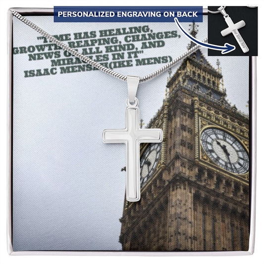 CROSS NECKLACE WITH IKE MENS QUOTE