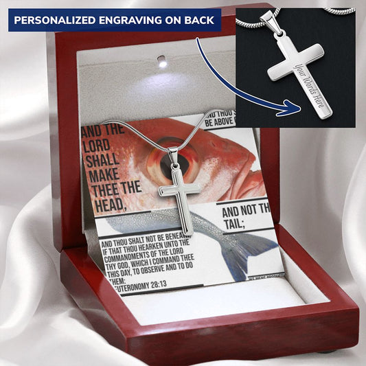 IKE MENS SCRIPTURE COLLAGE CROSS NECKLACE