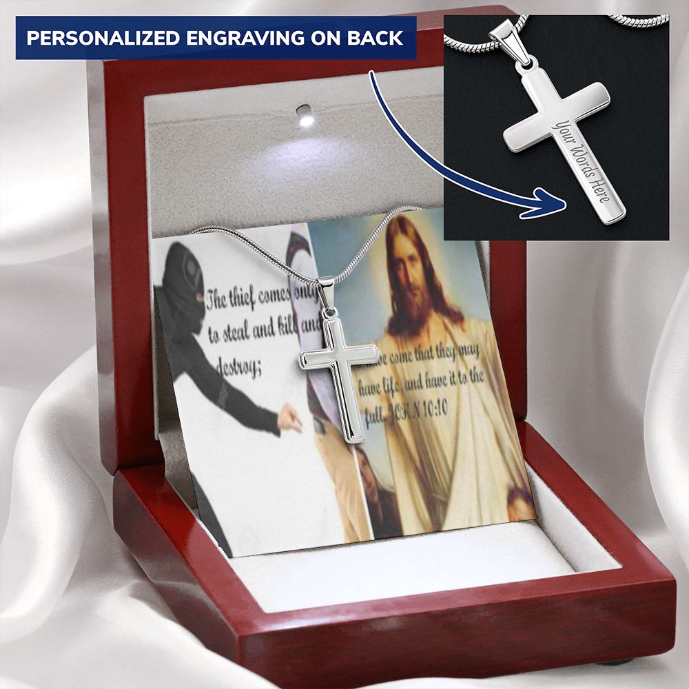 IKE MENS SCRIPTURE COLLAGE CROSS NECKLACE