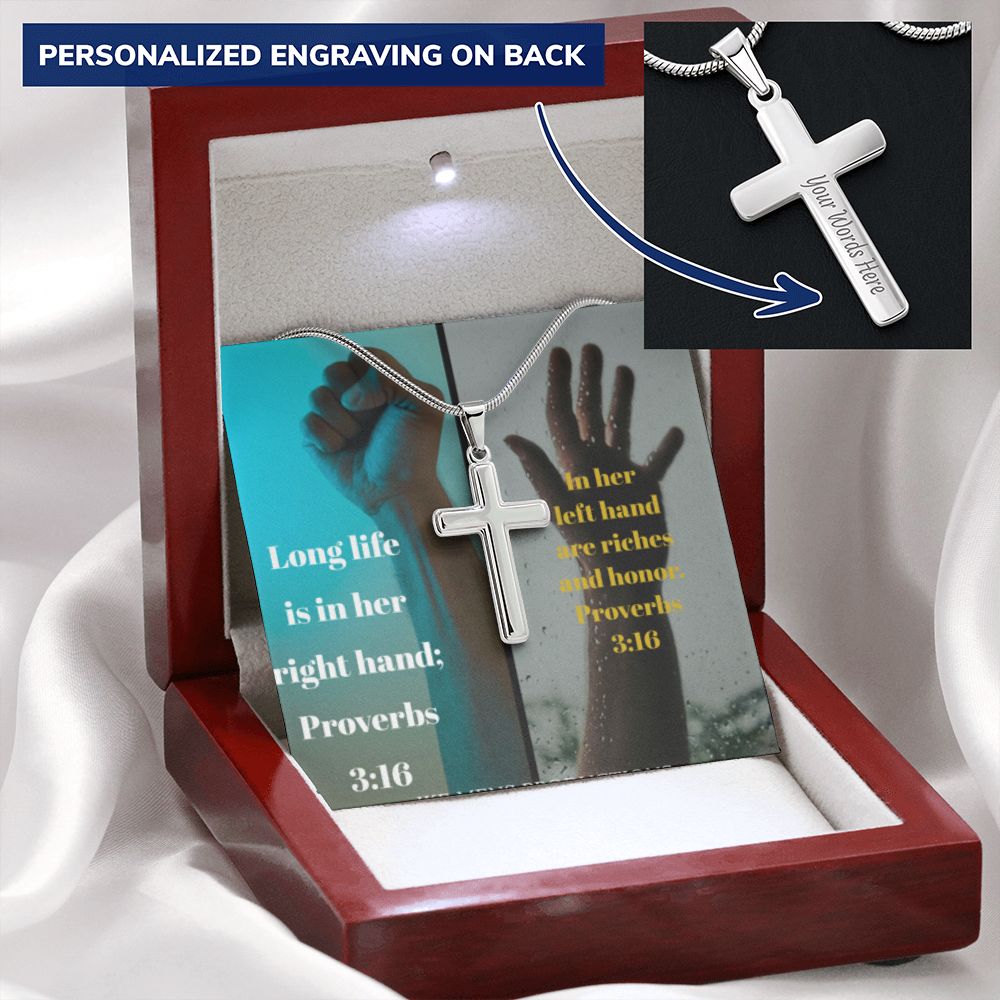 IKE MENS SCRIPTURE COLLAGE CROSS NECKLACE
