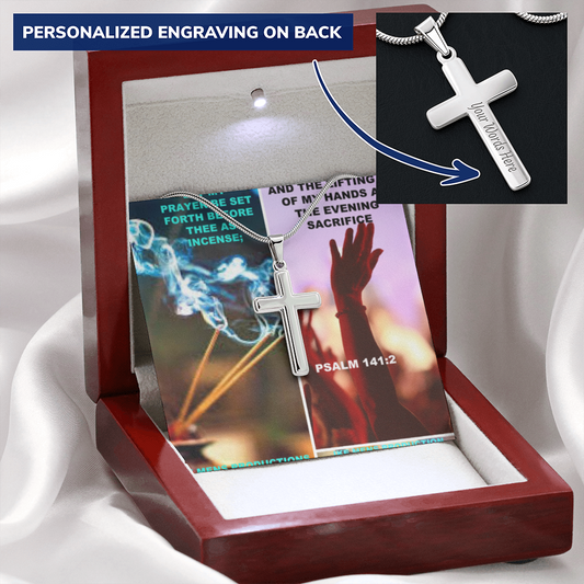 IKE MENS Scripture Collage Cross Necklace