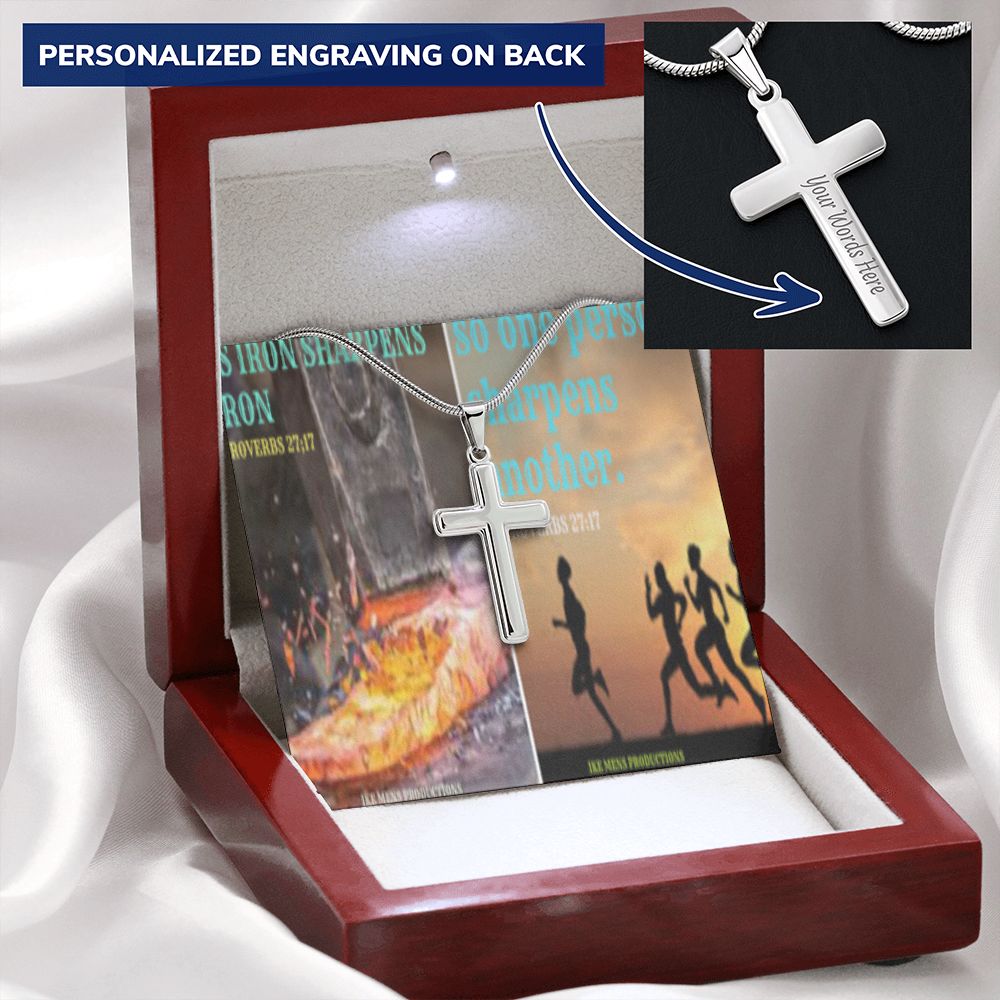 IKE MENS SCRIPTURE COLLAGE CROSS NECKLACE