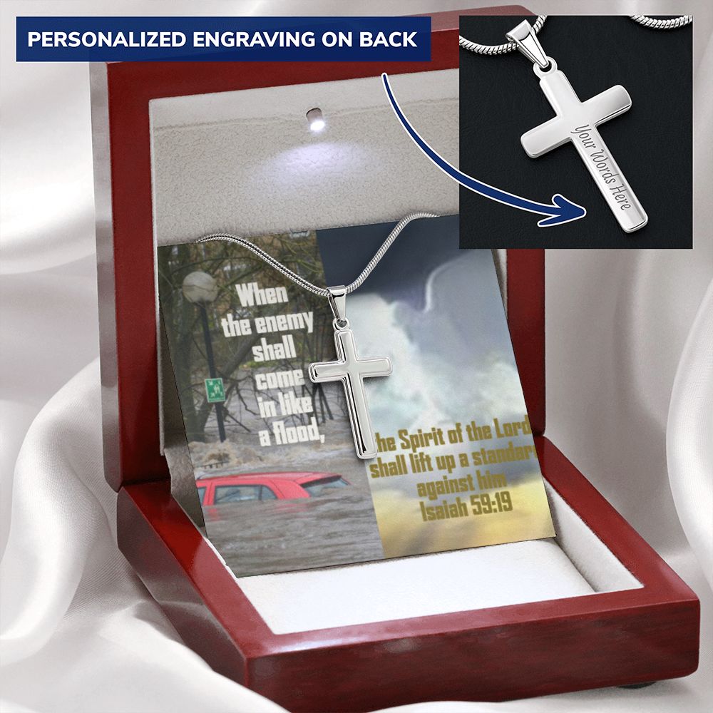 IKE MENS SCRIPTURE COLLAGE CROSS NECKLACE