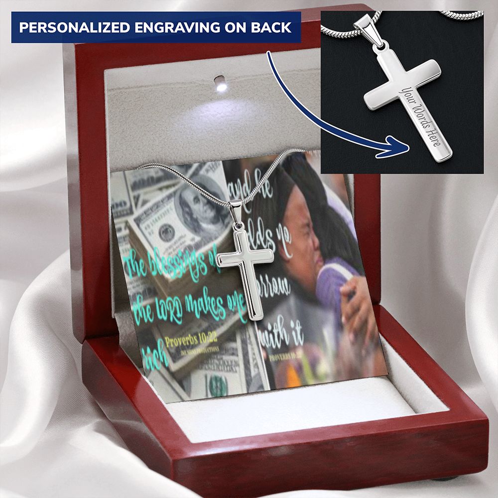 IKE MENS SCRIPTURE COLLAGE CROSS NECKLACE