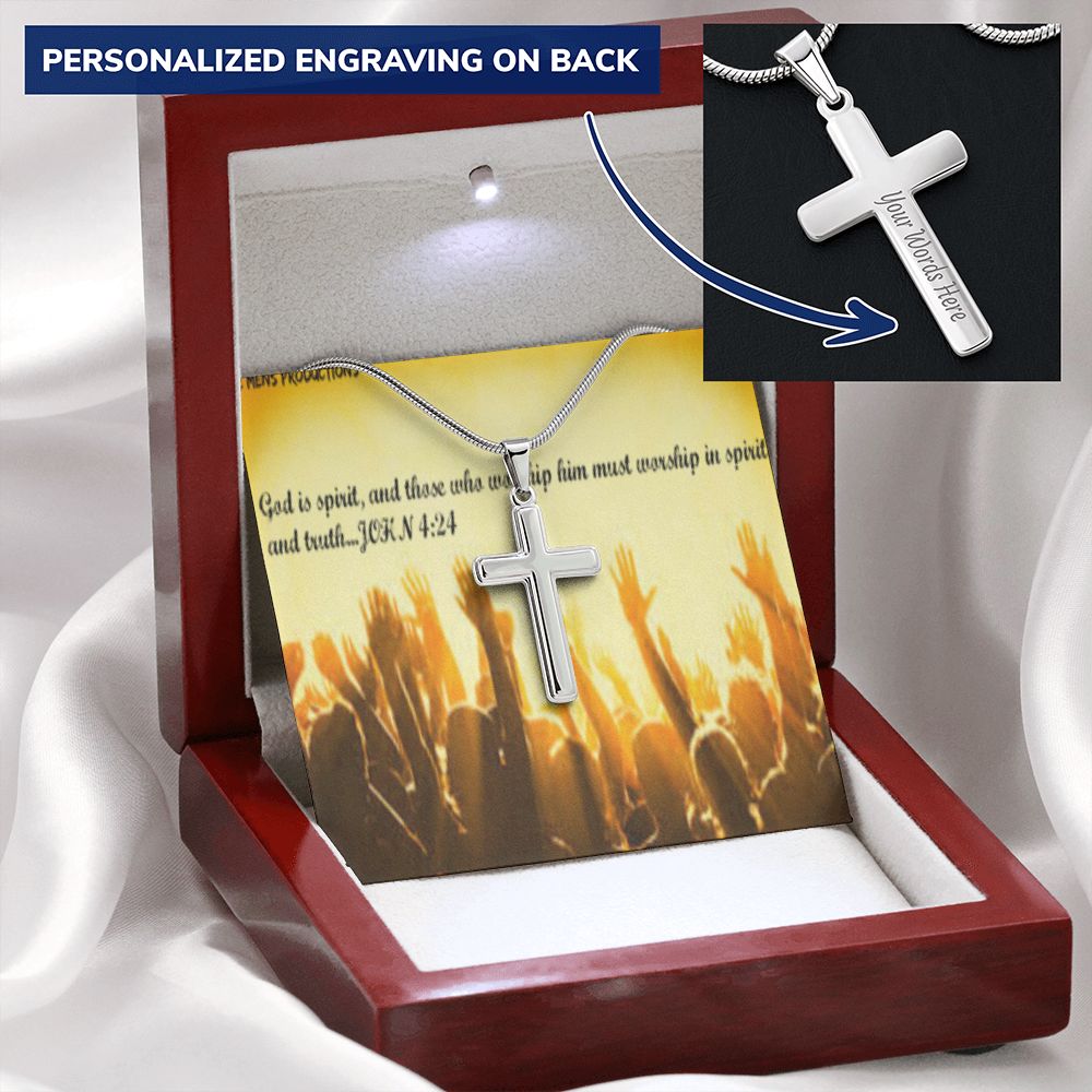 CROSS NECKLACE IN IKE MENS PRODUCTION SCRIPTURE PICTURE