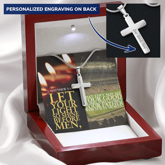 IKE MENS Scripture Collage Cross Necklace