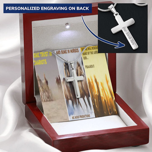 IKE MENS SCRIPTURE COLLAGE CROSS NECKLACE