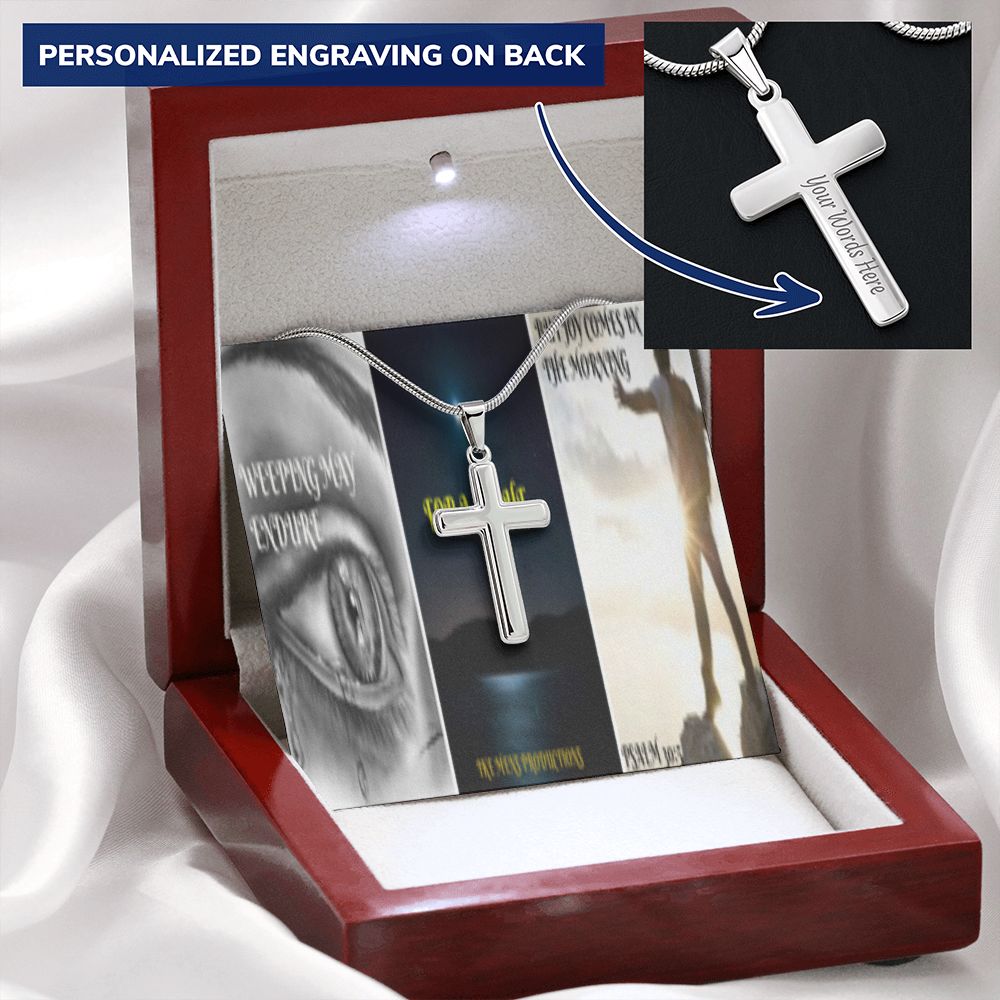 IKE MENS SCRIPTURE COLLAGE CROSS NECKLACE