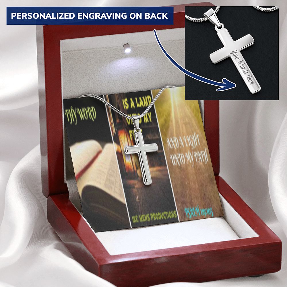 IKE MENS SCRIPTURE COLLAGE CROSS NECKLACE